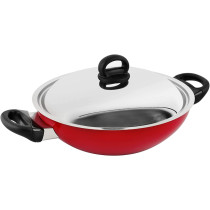 Prestige Classique 3X Ultra Tough Covered Wok Kadai, 10.25 Inch, 26 cm, Red (PR21498)