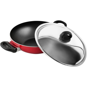 Prestige Classique 3X Ultra Tough Covered Wok Kadai, 10.25 Inch, 26 cm, Red (PR21498)