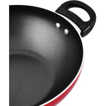 Prestige Class 28Cm Flat Bottom Kadai, Red, Pr21499 (PR21499)