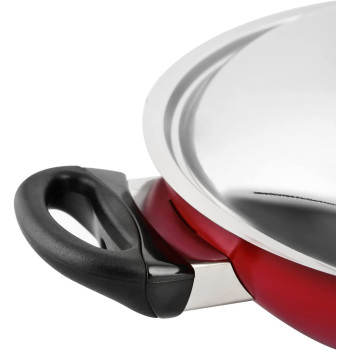 Prestige Classique 3X Ultra Tough Covered Wok Kadai, 12 Inch, 30 cm, Red (PR21500)