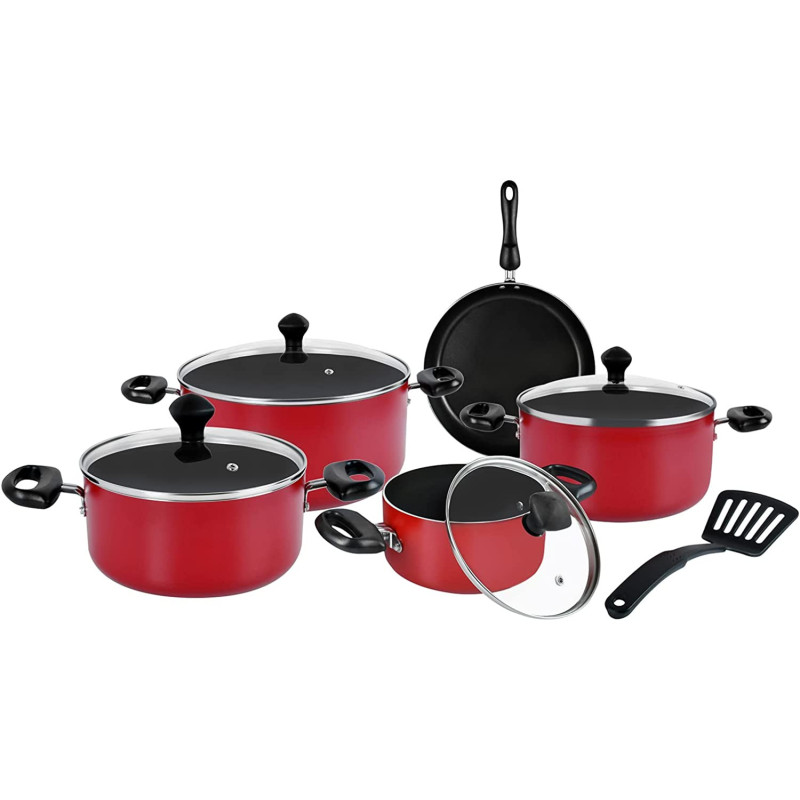 Prestige PR21700 10 Pieces Cookware Set, Red, Aluminum (PR21700)