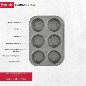 Prestige Muffin Pan, 12 Cup, Grey (PR28611)