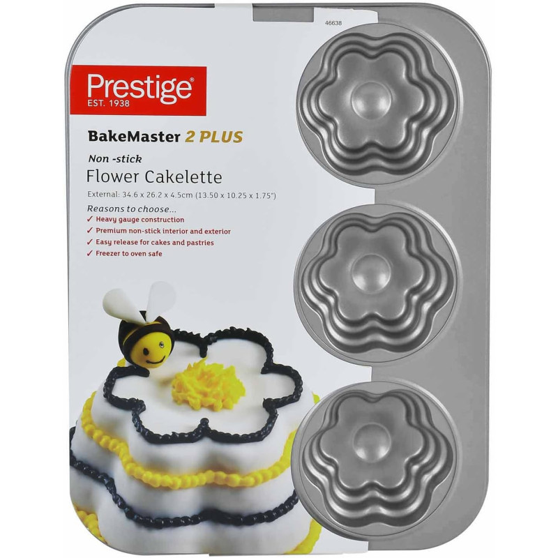 Prestige Non Stick Flower Cakelette Pan, Grey (PR46638)