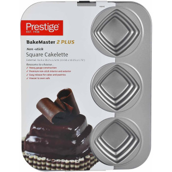 Prestige Non Stick Square Cakelette Pan, Grey (PR46640)
