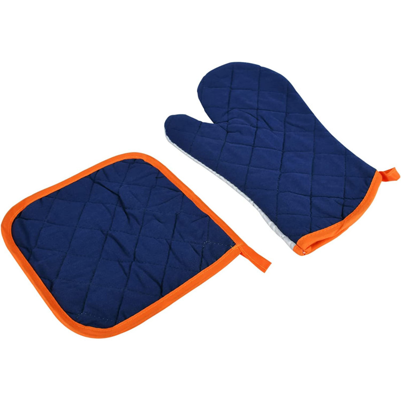 Prestige Oven Glove and Pot Hholder Set with Insulated Surfaces, Blue (PR496)