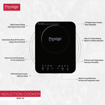 Prestige Smart Cook Induction Cooktop, 1800 Watts, Black (PR50352)