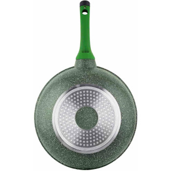 Prestige Essentials Granite Wok Pan With Lid Cast Aluminium - Green, 28Cm