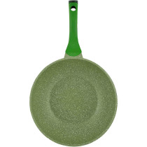 Prestige Essentials Granite Wok Pan With Lid Cast Aluminium - Green, 30Cm