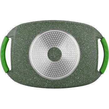 Prestige Essentials Granite Two Handle Grill Pan Cast Aluminium Cookware - Green, 36Cm