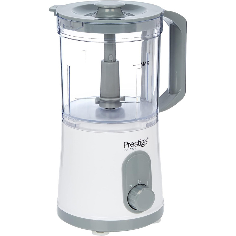 Prestige Chopper 500 Watts, Ice Crushing Function, Food Dicing Basket With Separate Blade, White