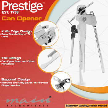 Prestige Butterfly Can Opener, Silver, W 21.8 X H 8.6 X D 5.2 Cm