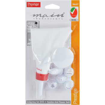 Prestige Icing Bag With 6 Nozzles, White