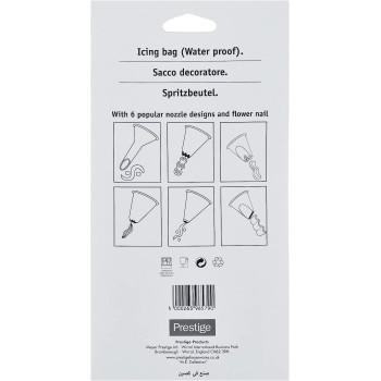 Prestige Icing Bag With 6 Nozzles, White