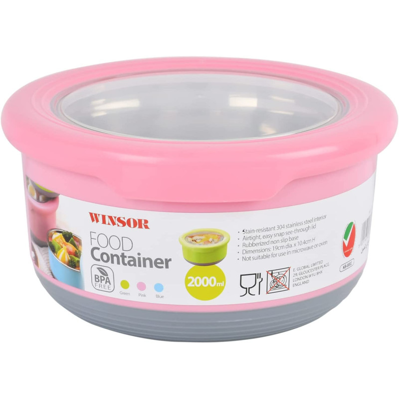 Winsor Food Container 2 Liter, Pink - Wfc2000