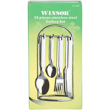 Winsor Stainless Steel Cutlery Set With Stand, 24 Pieces