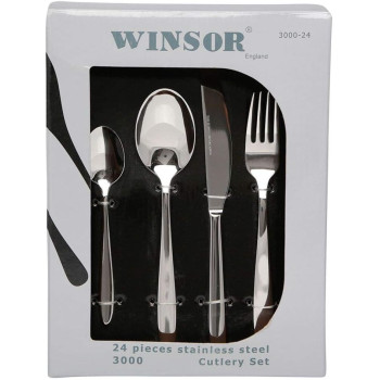 Winsor 24-Piece Stainless Steel Cutlery Set With Stand Wr3000-24