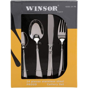 Winsor 24-Piece Stainless Steel Cutlery Set With Stand Wr4000-24Pr