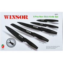 Winsor Non Stick Knife Set, 6 Pieces, Black