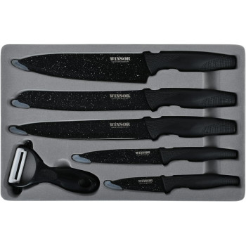 Winsor Non Stick Knife Set, 6 Pieces, Black