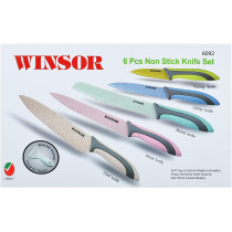 Winsor Non Stick Knife Set, 6 Pieces, Multicolour