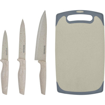 Winsor Cutting Board With Knife Set - Cream