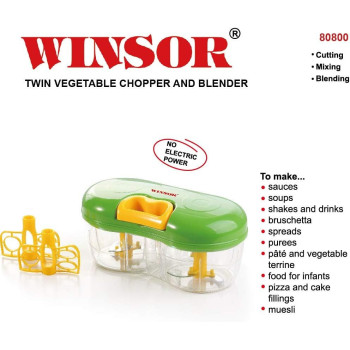 Winsor Twin Onion Chopper, Green - 2 In 1 Manual Vegetable Chopper (Green)
