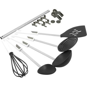 PRESTIGE Plastic Kitchen Tool Set With Rack, Set Of 6-Piece, Black (PR54112)