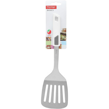 PRESTIGE Stainless Steel, Nylon Slotted Spatula Turner, Non Stick With Easy Grip Big Hanle, Good For Omlette, Fish And Pancake Flipper (PR54411)