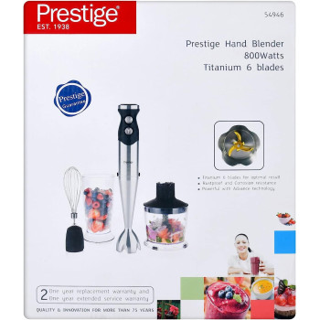 Prestige Hand Blender, 800 Watts Titanium 6 Blades, Silver (PR54946)