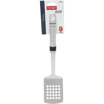 PRESTIGE Eco Slotted Turner With Rubber Grip, Silver (PR55804)