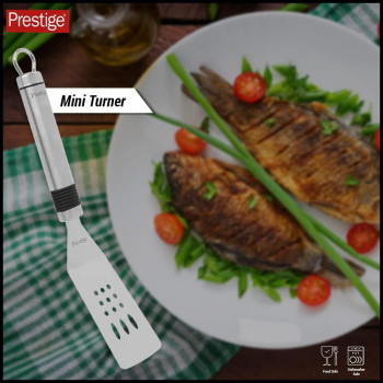 PRESTIGE Eco Stainless Steel Mini Turner With Rubber Grip Silver - (PR55813)