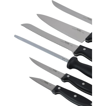 PRESTIGE 6 Pieces Swivel Bamboo Knife Block Set, Black (PR56022)