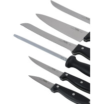 PRESTIGE 6 Pieces Swivel Bamboo Knife Block Set, Black (PR56022)