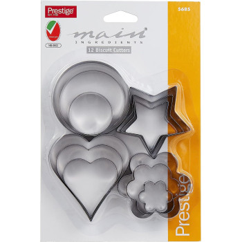 PRESTIGE Biscuit Cutter Set Of 12 Piece Pr5685, Silver, 156 Grams, Stainless Steel (PR5685)