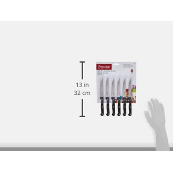 PRESTIGE 6 Pieces Serrated Steak Knives, Black (PR57110)