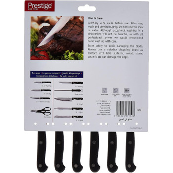 PRESTIGE 6 Pieces Serrated Steak Knives, Black (PR57110)
