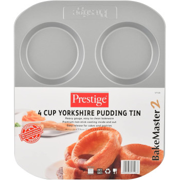 PRESTIGE Yorkshire Pudding Tin, 4 Cup, Grey (PR57126)