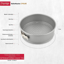 PRESTIGE Non Stick Springform Cake Tin, 23 Cm, Grey (PR57129)