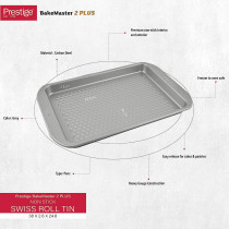 PRESTIGE Bakemaster 2 - Single Non-Stick Swiss Roll Tray,Grey,25 X 11 X 2 Centimeters (PR57136)