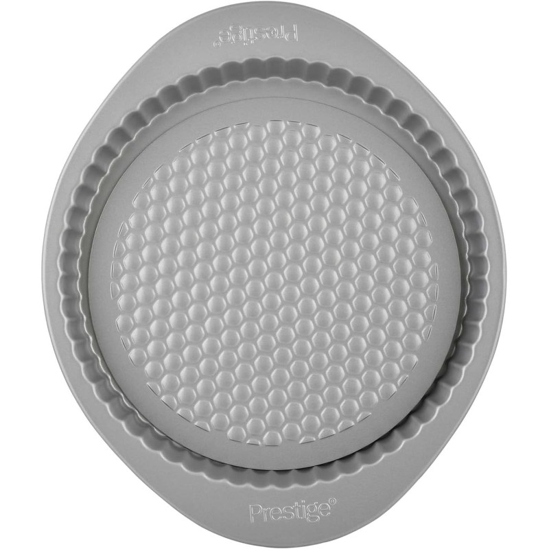 PRESTIGE Non Stick Loose Base Flan Tin, 23 Cm, Grey (PR57137)