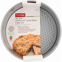 PRESTIGE Bake Master 2 Plus Non Stick Loose Base Round Cake Pan, 25 Cm, Grey (PR57142)