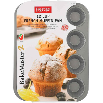 PRESTIGE Bake Master 2 French Muffin Pan, 12 Cup, Grey (PR57153)