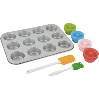 PRESTIGE Fluted Muffin Pan Set, 12 Cup, Multicolour (PR57156)