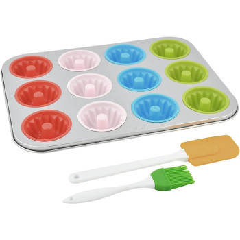 PRESTIGE Fluted Muffin Pan Set, 12 Cup, Multicolour (PR57156)