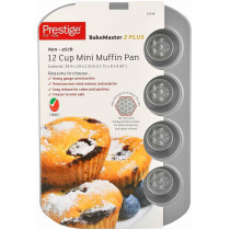 PRESTIGE Non Stick Mini Muffin Pan, 12 Cup, Grey (PR57448)