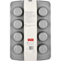 PRESTIGE Muffin Tin With Bottom Design, 12 Cup, Grey (PR57983)