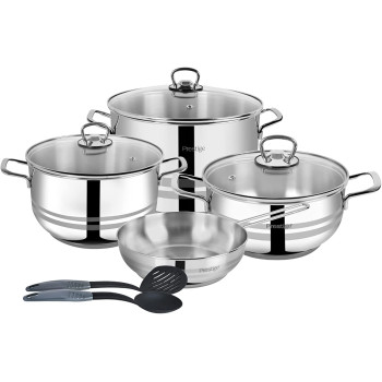 Prestige Stainless Steel Cookware Set, 9 Piece, Silver (PR7001)