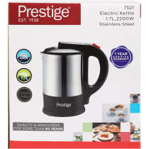 PRESTIGE, Electric Kettle Stainless Steel 2200 Watts , Silver, 1.7 Liters, 1 Year Service Warranty (PR7521)