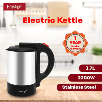 PRESTIGE, Electric Kettle Stainless Steel 2200 Watts , Silver, 1.7 Liters, 1 Year Service Warranty (PR7521)