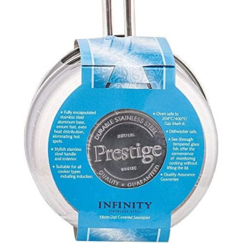 PRESTIGE Infinity Stainless Induction Compatible Covered Sauce Pan, 1.5 Ltr, 16 Cm, Silver (PR77372)